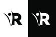 Letter R and people black and white. Very suitable for symbol, logo, company name, brand name, personal name, icon and many more.