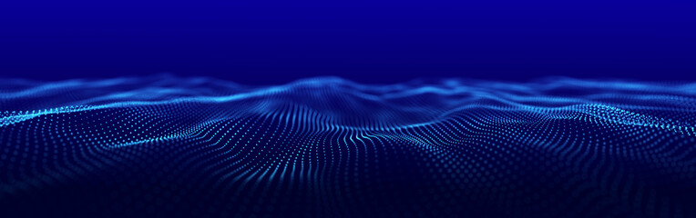 Wall Mural - futuristic wave. network connection structure in cyberspace. 3d rendering.