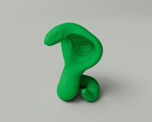 Green Snake 3d Render Abstract Design Element Minimalist Concept