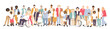© Stafeeva - Multicultural group of families. Flat vector illustration.