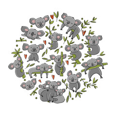 Sticker - Little Koala Family. Collection for your design