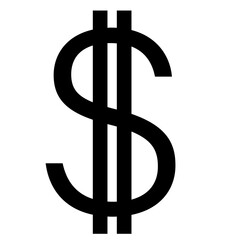 Wall Mural - Dollar USD currency sign silhouette in front view isolated on white. Currency by the Central Bank of America. Design element.