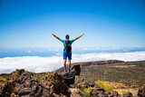 Fototapeta  - man hiking in El Teide national park  Tenerife