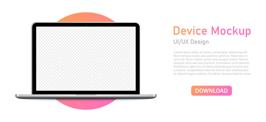 Interface UI and UX design .Realistic gray laptop isolated on white background. blank screen layout. Modern design. Layout template. Digital modern computer technology. Vector illustration