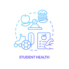 Sticker - Student health blue gradient concept icon. Physical activities and healthy habits. Problem in public schools abstract idea thin line illustration. Isolated outline drawing. Myriad Pro-Bold font used