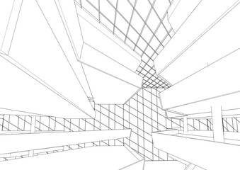 Wall Mural - abstract modern architecture 3d illustration