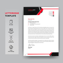 Wall Mural - Modern business letterhead design template, red and black color letterhead 