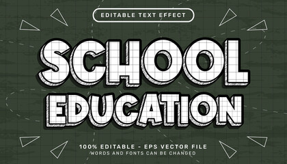Wall Mural - school education 3d editable text effect with paper texture template