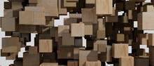 Wood Blocks Abstract Background 3D Illustration