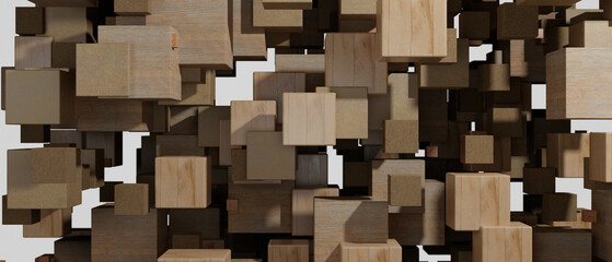 Wall Mural - wood blocks abstract background 3d illustration