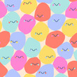Bold childish seamless pattern with smile emoji. Cute colorful characters background in cartoon style