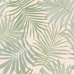 Wall Mural - Abstract tropical foliage background in pastel olive green colors