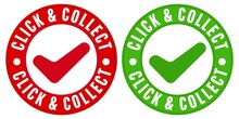 Click And Collect Red And Green Sale Sticker Set