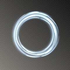 Wall Mural - fire circle frame light swirl light festive neon golden line effect. eps vector