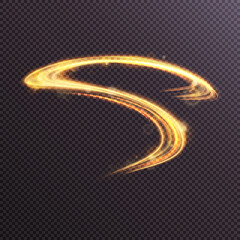 Wall Mural - light golden swirl. curve gold line light effect. glowing yellow effect. vector eps.vector illustrat