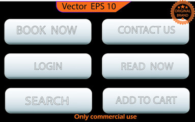 Wall Mural - Set of white buttons and sliders, web icons of different forms. Gradient mesh. EPS 10. Only commercial use