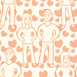 seamless pattern models of pair of girls and men arm in arm