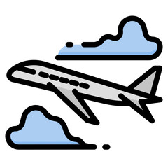 Poster - airplane line icon