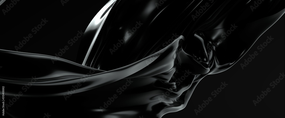 Soft waves seamless texture on shiny black background, pearl and nacre ...