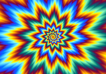 Wall Mural - pulsing fiery star. optical illusion.