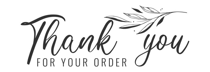 Canvas Print - Thank you for your order card design for online buyers illustration vector. vector thank you handwritten inscription. hand drawn lettering. Thank you calligraphy. Thank you card.