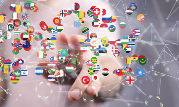 global communication, international messaging and translation concept