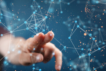 Wall Mural - businessman using data network with his fingers