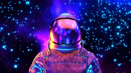 Wall Mural - Astronaut in outer space. Cosmonaut in spacesuit. Weightlessness. Galaxy.
