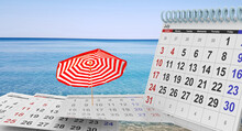 Calendar Summer Autumn 2022 July August September October - 3d Rendering