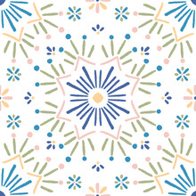 Seamless Multicoloured Abstract Tile Pattern On A White Background.
