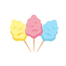 Set cotton candy isolated on white background. Candy floss. Vector stock