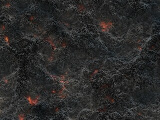 Wall Mural - closeup shot of textured ashes with hot coals burning inside, background pattern