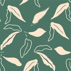 Wall Mural - Seamless pattern vector with leaves . Trendy abstract designs for paper, wrapping, textile, wallpaper, cover, fabric, interior decor.