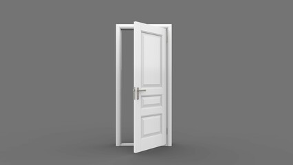 door Creative illustration of open, closed door, entrance realistic doorway isolated on background 3