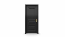 Black Door  Illustration Of Open, Closed Door, Entrance Realistic Doorway Isolated On Background 3d