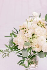 Wall Mural - Selective focus shot of a wedding flower bouqet consisting of off white plants