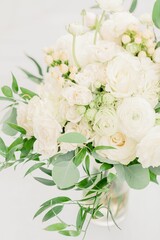 Wall Mural - Selective focus shot of a beautiful white wedding bouquet