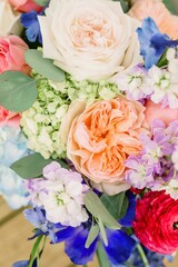 Wall Mural - Selective focus shot of a beautiful colorful wedding bouquet