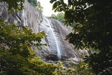 Low Angle Shot Of The Hickory Nut Falls, In Chimney Rock State Park, North Carolina