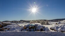 Beautiful Sun Shining Over The Snowy Mountain Field Of Sweden