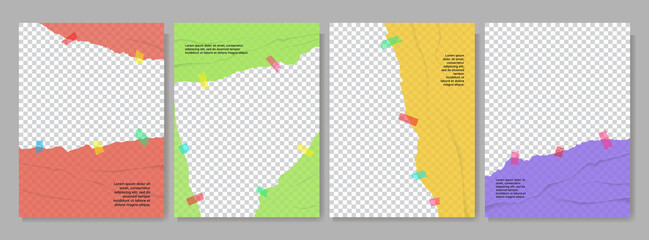 Wall Mural - vector illustration. torn paper with color note stickers. colorful gradient banner collection. desig