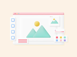Wall Mural - web design concept. design program interface vector. 3d vector illustration.