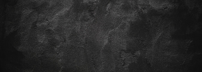 Wall Mural - Black wall scary or dark gray rough grainy stone texture background. Black concrete for background.