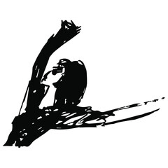 Wall Mural - Woman dancing flamenco. Beautiful lady with raised arms in dynamic motion. Hand drawn linear doodle rough sketch. Black silhouette on white background.