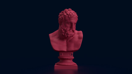 Wall Mural - 3d render red bust man antic in black background