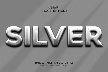Wall Mural - Editable text effect, Gray background, Silver text