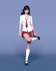 Woman in school uniform.