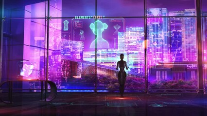 Sticker - background android and nft in sci-fi colors