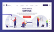 © Qualit Design - Workers does house service fixing works. Vector flat cartoon illustration. Home maintenance service concept