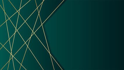 Wall Mural - Modern green and gold abstract background. Abstract geometric shape white gold background with light and shadow 3D layered for presentation design.
